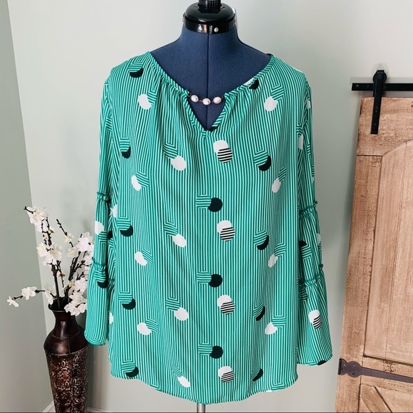 Ashley Stewart Tops - Ashley Stewart Circle Striped Blouse Size 18/20